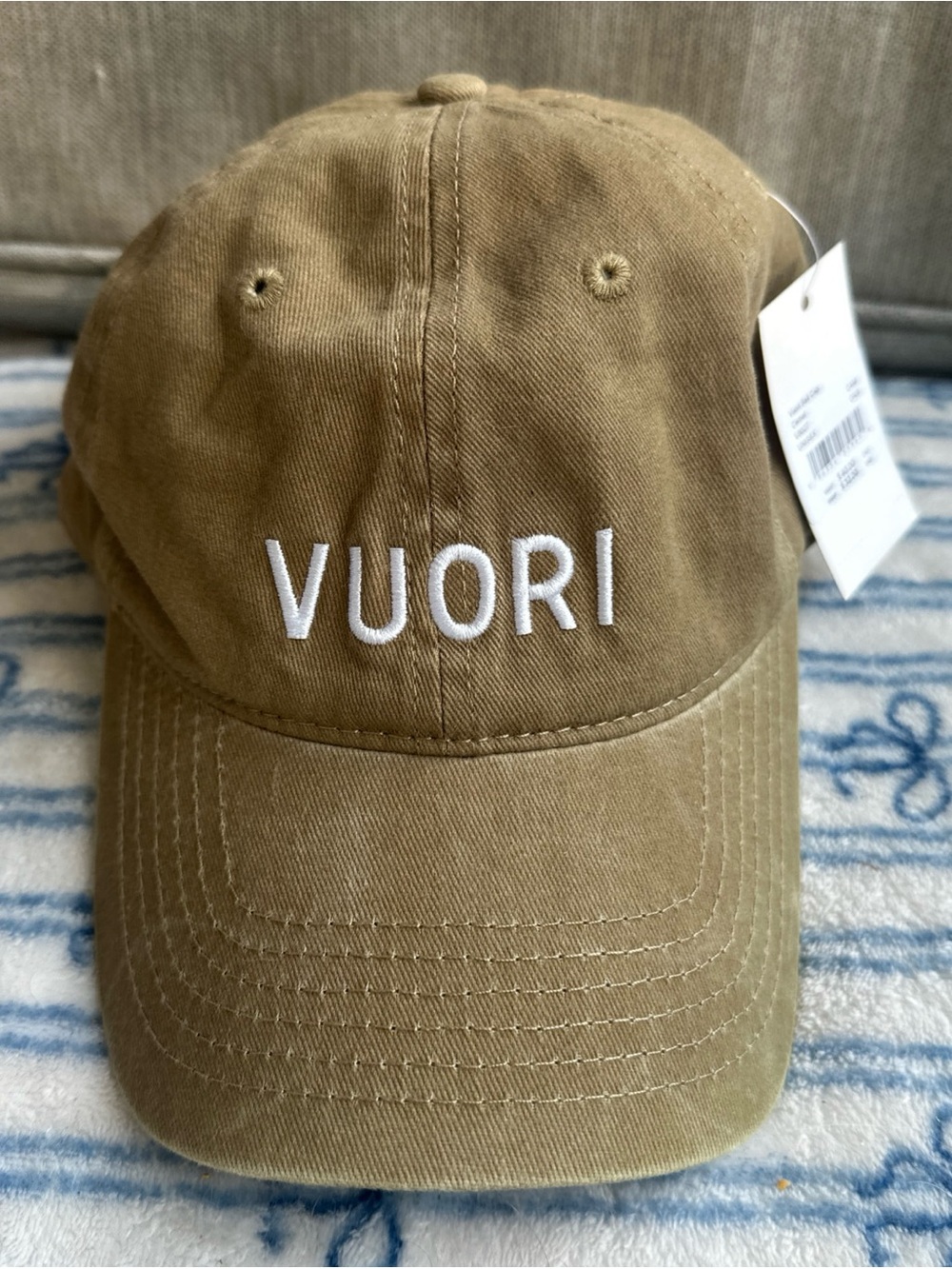 NWT Vuori Ball Cap Brown Cotton Canvas Embroidered Logo Adjustable camel color